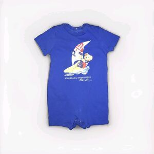 Polo Ralph Lauren Polo Bear‎ Surf P-15 Cotton shortalls Bodysuit Blue Baby 9 mo